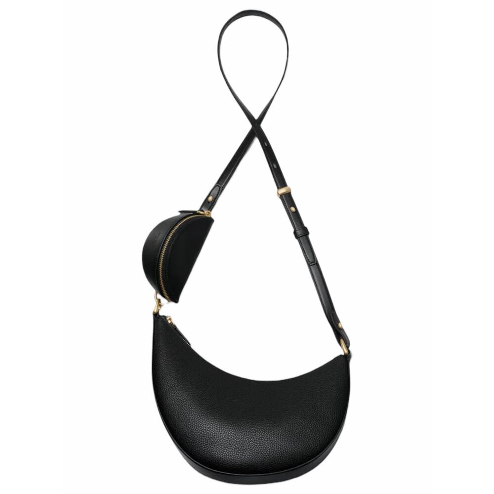 Kate Spade Duo Small Pebbled Leather Crossbody Bag Black Gold - Picture 2 of 16